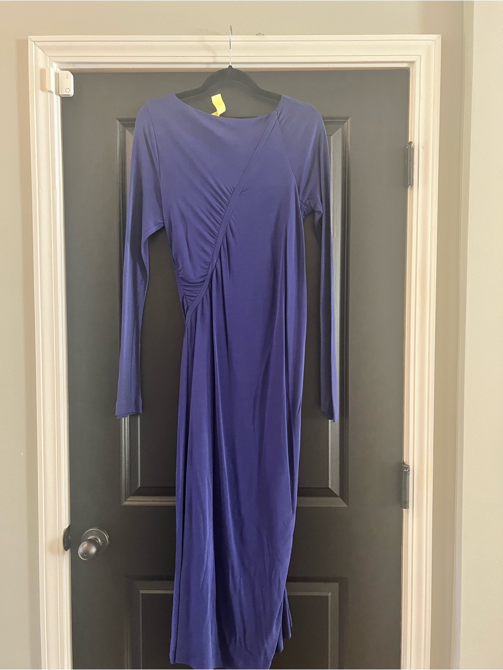 BOSS Hugo Boss Blue Ruched Long Sleeve Midi Dress XL
